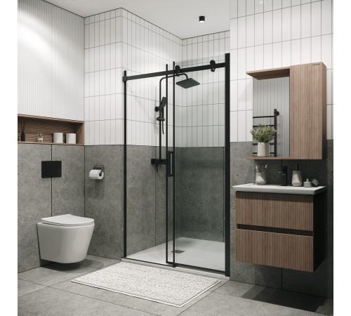 Дверь в нишу Grossman Classic 100.K33.04.110.21.00 (110х195) черный матовый,стекло прозрачное,раздвижная