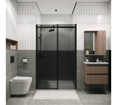 Дверь в нишу Grossman Classic 100.K33.04.100.21.10 (100х195) черный матовый,стекло тонированное,раздвижная