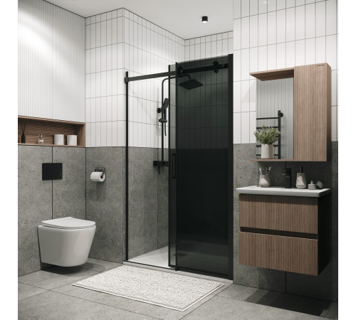 Дверь в нишу Grossman Classic 100.K33.04.100.21.10 (100х195) черный матовый,стекло тонированное,раздвижная