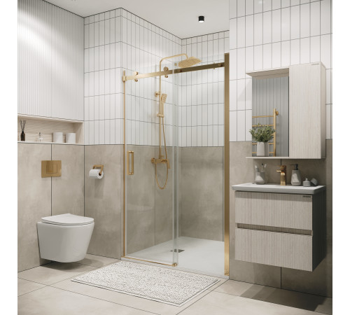 Дверь в нишу Grossman Classic 100.K33.04.130.32.00 (130х195) золото сатин,стекло прозрачное,раздвижная