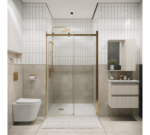 Дверь в нишу Grossman Classic 100.K33.04.130.32.00 (130х195) золото сатин,стекло прозрачное,раздвижная