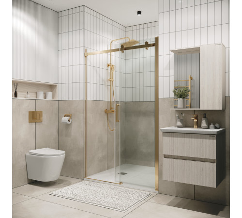 Дверь в нишу Grossman Classic 100.K33.04.130.32.00 (130х195) золото сатин,стекло прозрачное,раздвижная