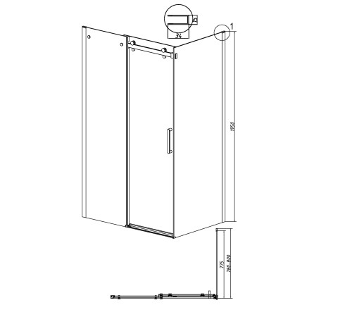 Боковая стенка Grossman Classic 200.K33.04.80.10.00 (80х195) хром,стекло прозрачное