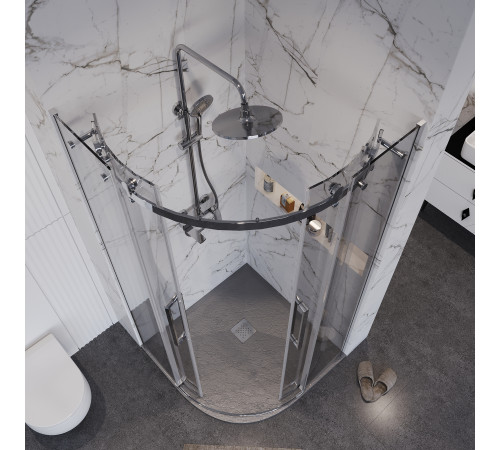 Душевое ограждение Grossman Classic 301.K33.04.9090.10.00 (90х90х195) четверть круга,раздвижная,хром,стекло прозрачное