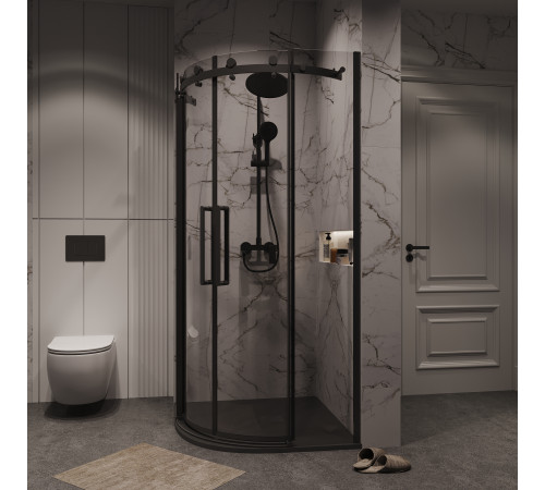 Душевое ограждение Grossman Classic 301.K33.04.9090.21.00 (90х90х195) четверть круга,раздвижная,черный матовый,стекло прозрачное