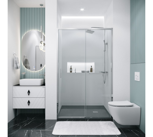 Дверь в нишу Grossman Style 100.K33.05.130.10.00 (130х195) хром,стекло прозрачное,раздвижная