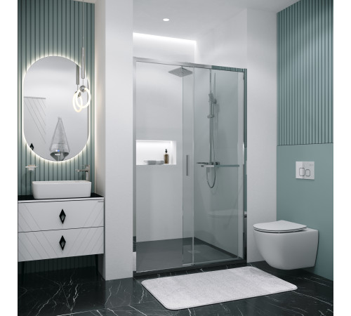 Дверь в нишу Grossman Style 100.K33.05.130.10.00 (130х195) хром,стекло прозрачное,раздвижная