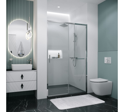 Дверь в нишу Grossman Style 100.K33.05.130.10.00 (130х195) хром,стекло прозрачное,раздвижная