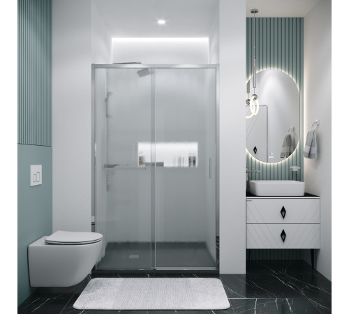 Дверь в нишу Grossman Style 100.K33.05.100.10.02 (100х195) хром,стекло шиншилла,раздвижная