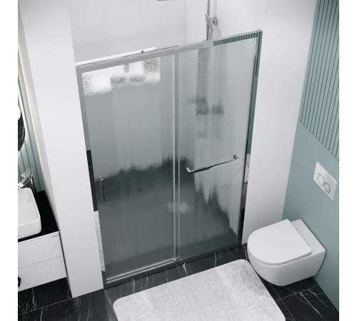 Дверь в нишу Grossman Style 100.K33.05.100.10.02 (100х195) хром,стекло шиншилла,раздвижная