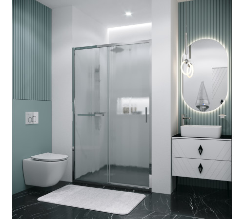 Дверь в нишу Grossman Style 100.K33.05.100.10.02 (100х195) хром,стекло шиншилла,раздвижная