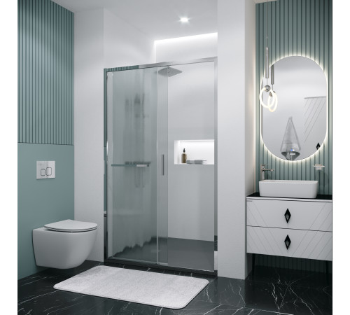 Дверь в нишу Grossman Style 100.K33.05.100.10.02 (100х195) хром,стекло шиншилла,раздвижная