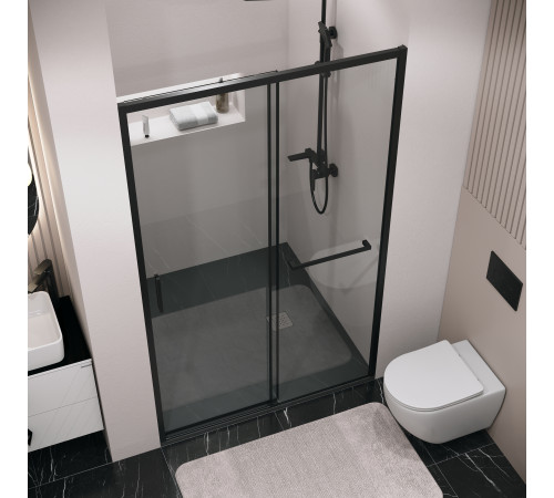 Дверь в нишу Grossman Style 100.K33.05.120.21.00 (120х195) черный матовый,стекло прозрачное,раздвижная