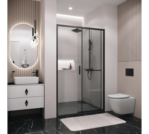 Дверь в нишу Grossman Style 100.K33.05.120.21.00 (120х195) черный матовый,стекло прозрачное,раздвижная