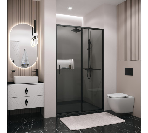 Дверь в нишу Grossman Style 100.K33.05.120.21.10 (120х195) черный матовый,стекло тонированное,раздвижная