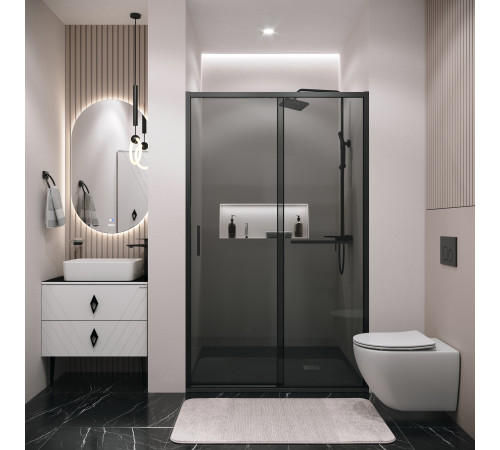 Дверь в нишу Grossman Style 100.K33.05.120.21.10 (120х195) черный матовый,стекло тонированное,раздвижная