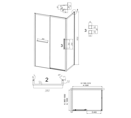 Душевое ограждение Grossman Style 100.K33.05.120.10.00-200.K33.05.100.10.00 (120х100х195) раздвижная,хром,стекло прозрачное