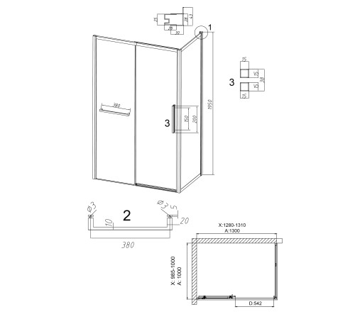 Душевое ограждение Grossman Style 100.K33.05.130.10.00-200.K33.05.100.10.00 (130х100х195) раздвижная,хром,стекло прозрачное