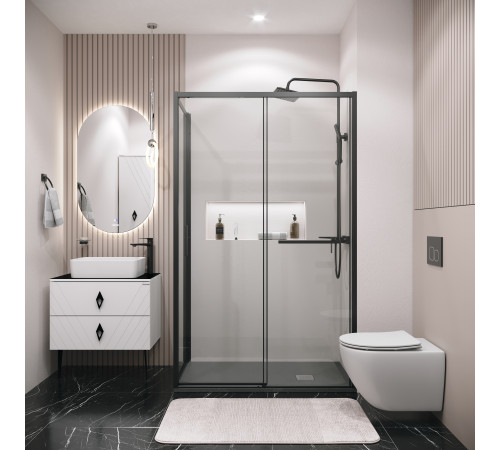 Боковая стенка Grossman Style 200.K33.05.100.21.00 (100х195) черный матовый,стекло прозрачное