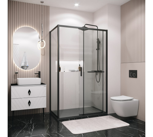 Боковая стенка Grossman Style 200.K33.05.100.21.00 (100х195) черный матовый,стекло прозрачное