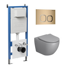 Комплект 3 в 1: Grossman инсталляция 900.K31.01.000+клавиша 700.K31.02.310.310 золото матовый+унитаз GR-4411SQ