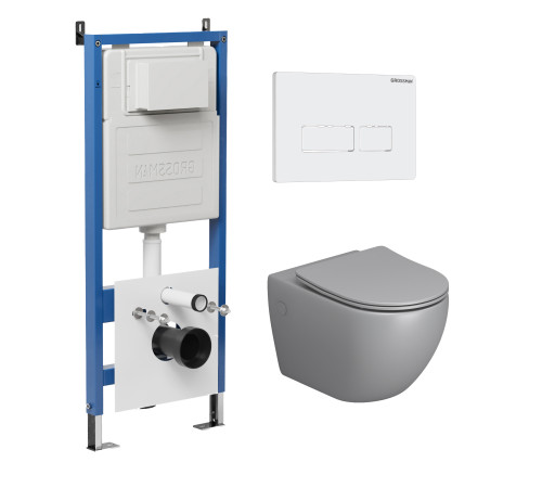 Комплект 3 в 1: Grossman инсталляция 900.K31.01.000+клавиша 700.K31.03.000.000 белый+унитаз GR-4411SQ