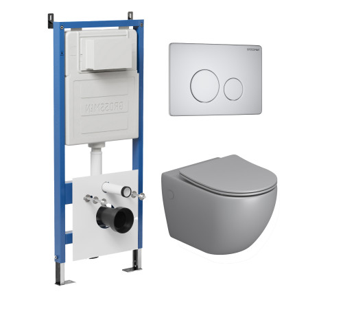 Комплект 3 в 1: Grossman инсталляция 900.K31.01.000+клавиша 700.K31.05.01M.01M белый матовый+унитаз GR-4411SQ