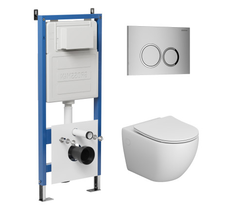 Комплект 3 в 1: Grossman инсталляция 900.K31.01.000+клавиша 700.K31.01.110.110 хром матовый+унитаз GR-4411SQ