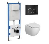 Комплект 3 в 1: Grossman инсталляция 900.K31.01.000+клавиша 700.K31.01.210.210 черный матовый+унитаз GR-4411S