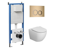 Комплект 3 в 1: Grossman инсталляция 900.K31.01.000+клавиша 700.K31.01.310.310 золото матовый+унитаз GR-4411S