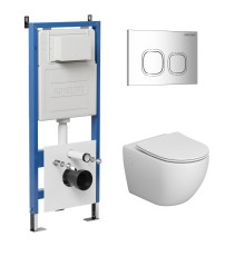 Комплект 3 в 1: Grossman инсталляция 900.K31.01.000+клавиша 700.K31.02.100.100 хром глянцевый+унитаз GR-4411SQ