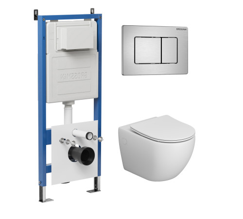 Комплект 3 в 1: Grossman инсталляция 900.K31.01.000+клавиша 700.K31.04.12M.12M хром сатиновый+унитаз GR-4411S