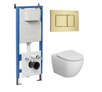 Комплект 3 в 1: Grossman инсталляция 900.K31.01.000+клавиша 700.K31.04.32M.32M золото сатиновый+унитаз GR-4411S