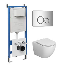 Комплект 3 в 1: Grossman инсталляция 900.K31.01.000+клавиша 700.K31.05.10M.10M хром глянцевый+унитаз GR-4411S