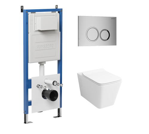 Комплект 3 в 1: Grossman инсталляция 900.K31.01.000+клавиша 700.K31.01.110.110 хром матовый+унитаз GR-4414S