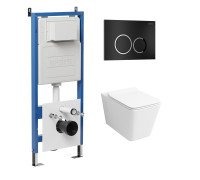 Комплект 3 в 1: Grossman инсталляция 900.K31.01.000+клавиша 700.K31.01.210.210 черный матовый+унитаз GR-4414S