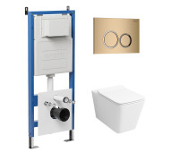 Комплект 3 в 1: Grossman инсталляция 900.K31.01.000+клавиша 700.K31.01.310.310 золото матовый+унитаз GR-4414S