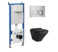 Комплект 3 в 1: Grossman инсталляция 900.K31.01.000+клавиша 700.K31.02.110.110 хром матовый+унитаз GR-4440BMS