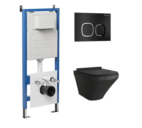 Комплект 3 в 1: Grossman инсталляция 900.K31.01.000+клавиша 700.K31.02.210.210 черный матовый+унитаз GR-4440BMS