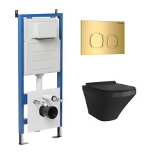 Комплект 3 в 1: Grossman инсталляция 900.K31.01.000+клавиша 700.K31.02.300.300 золото глянцевый+унитаз GR-4440BMS