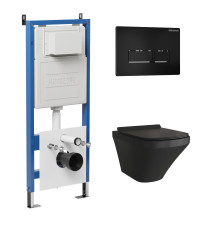 Комплект 3 в 1: Grossman инсталляция 900.K31.01.000+клавиша 700.K31.03.210.210 черный матовый+унитаз GR-4440BMS