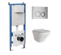 Комплект 3 в 1: Grossman инсталляция 900.K31.01.000+клавиша 700.K31.01.110.110 хром матовый+унитаз GR-4440S