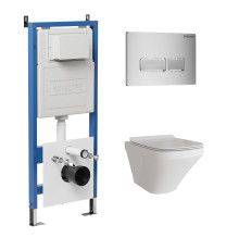 Комплект 3 в 1: Grossman инсталляция 900.K31.01.000+клавиша 700.K31.03.110.110 хром матовый+унитаз GR-4440S