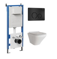 Комплект 3 в 1: Grossman инсталляция 900.K31.01.000+клавиша 700.K31.05.21M.21M черный матовый+унитаз GR-4440S