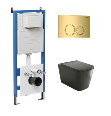 Комплект 3 в 1: Grossman инсталляция 900.K31.01.000+клавиша 700.K31.01.300.300 золото глянцевый+унитаз GR-4441BMS