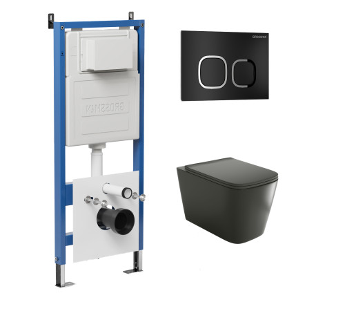 Комплект 3 в 1: Grossman инсталляция 900.K31.01.000+клавиша 700.K31.02.210.210 черный матовый+унитаз GR-4441BMS