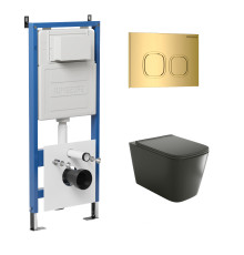 Комплект 3 в 1: Grossman инсталляция 900.K31.01.000+клавиша 700.K31.02.300.300 золото глянцевый+унитаз GR-4441BMS