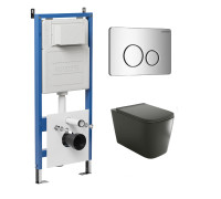 Комплект 3 в 1: Grossman инсталляция 900.K31.01.000+клавиша 700.K31.05.10M.10M хром глянцевый+унитаз GR-4441BMS