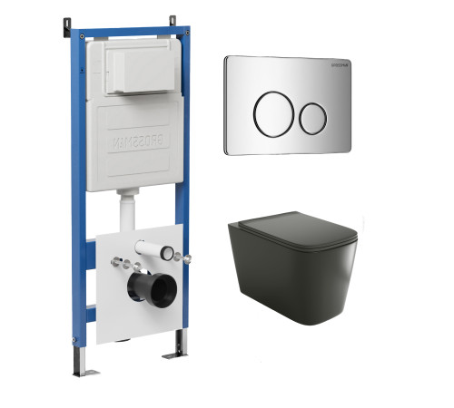 Комплект 3 в 1: Grossman инсталляция 900.K31.01.000+клавиша 700.K31.05.10M.10M хром глянцевый+унитаз GR-4441BMS