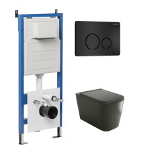 Комплект 3 в 1: Grossman инсталляция 900.K31.01.000+клавиша 700.K31.05.21M.21M черный матовый+унитаз GR-4441BMS